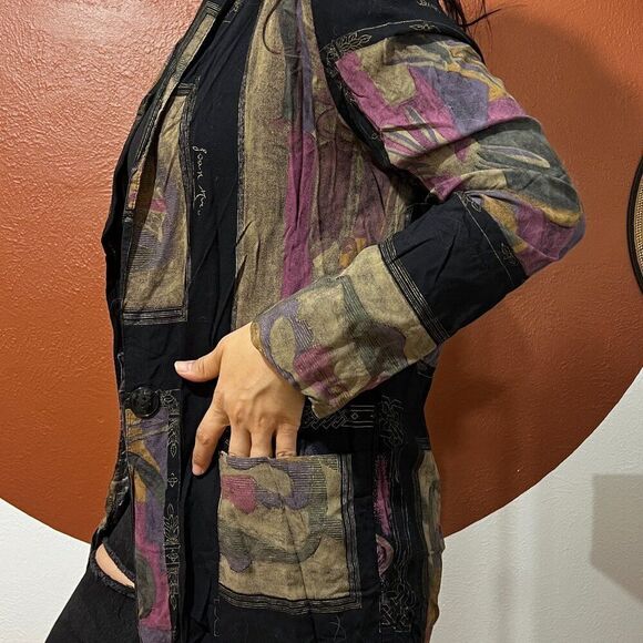 vtg 80s Blazer Oversized Colorful Abstract Artsy Medium patchwork look new wave - Picture 4 of 9